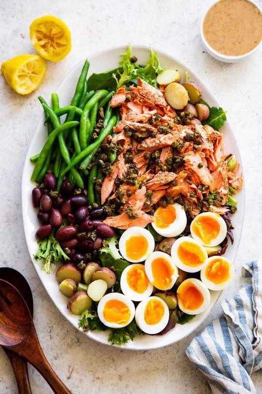 Salmon Nicoise Salad with Green Beans and Potatoes
