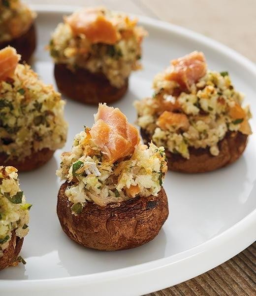 Salmon and Cream Cheese Stuffed Mushrooms