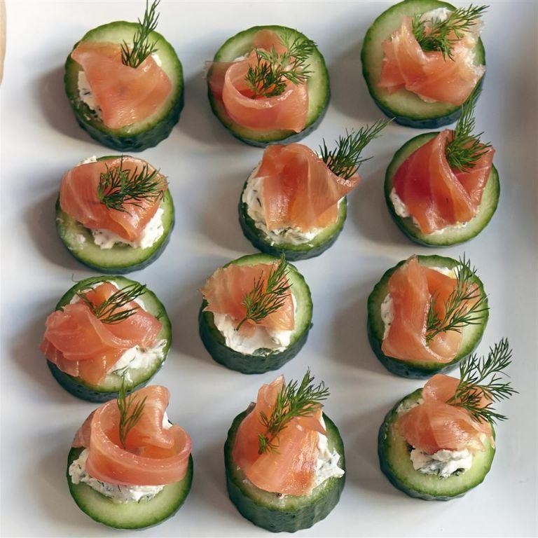 Salmon and Cucumber Bites with Dill Sauce
