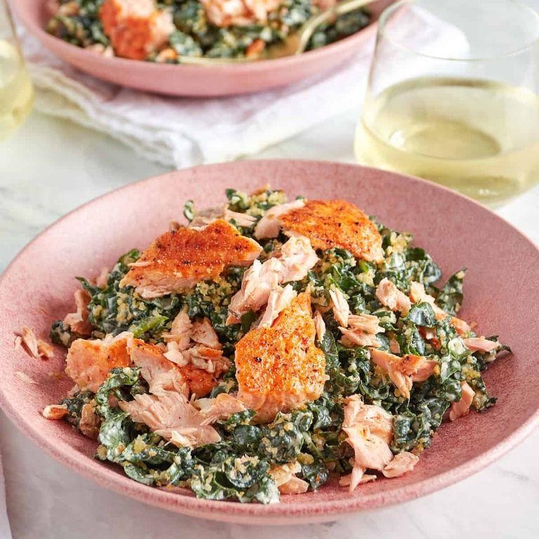 Salmon and Kale Caesar Salad