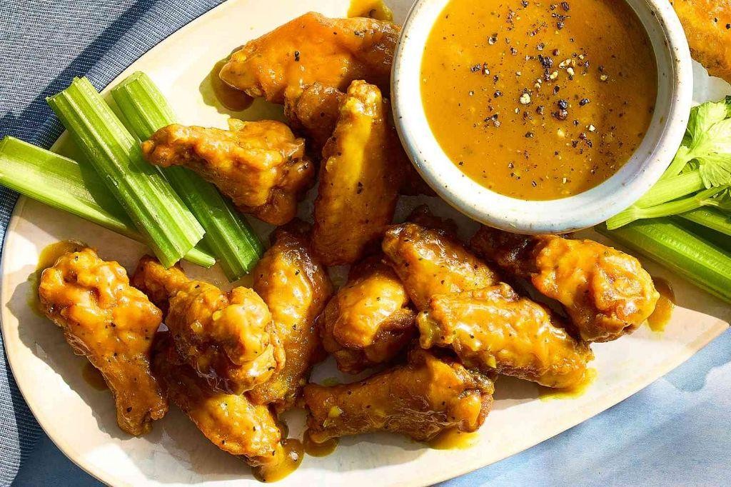 Salt and Vinegar Chicken Wings with a Honey Mustard Dip