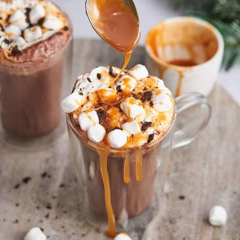 Salted Caramel Hot Chocolate with Marshmallows