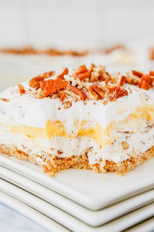 Salted Caramel Lush Dessert with Pecans