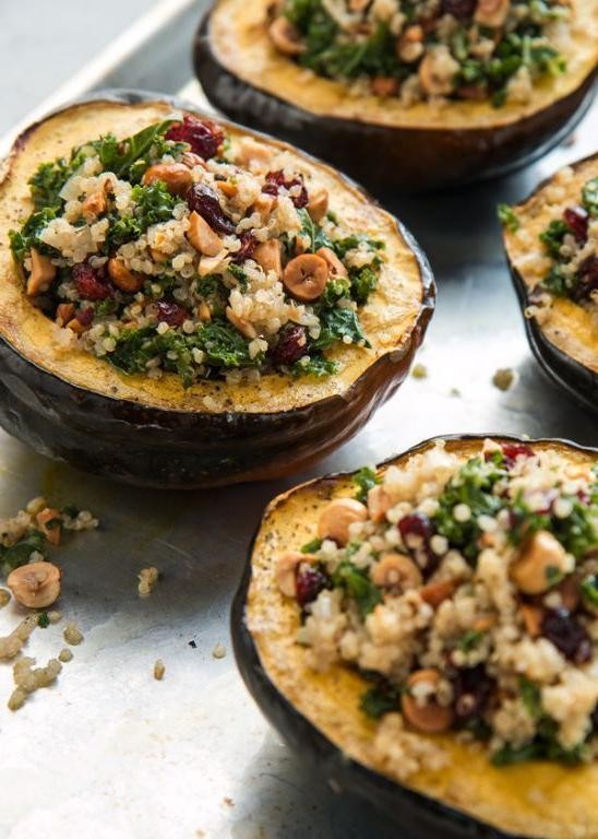 Savory Stuffed Acorn Squash with Quinoa and Kale