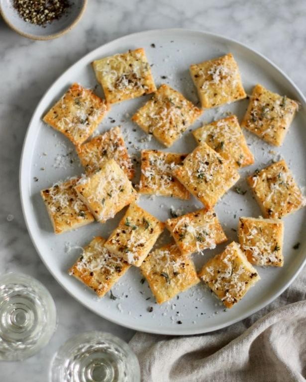 Savory cheese and herb pie crust crackers