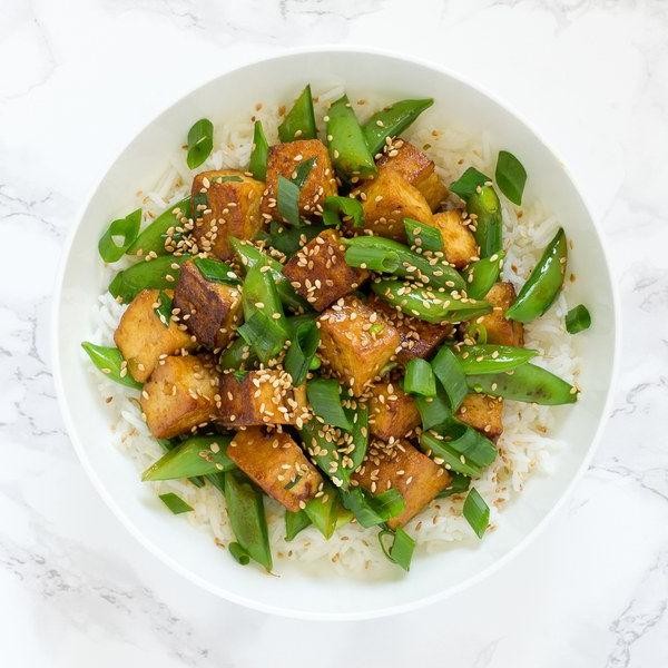 Sesame Tofu and Snap Pea Stir-Fry