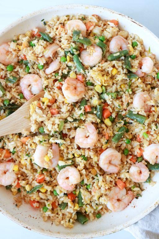 Shrimp Fried Rice with Mixed Vegetables and Sesame Oil