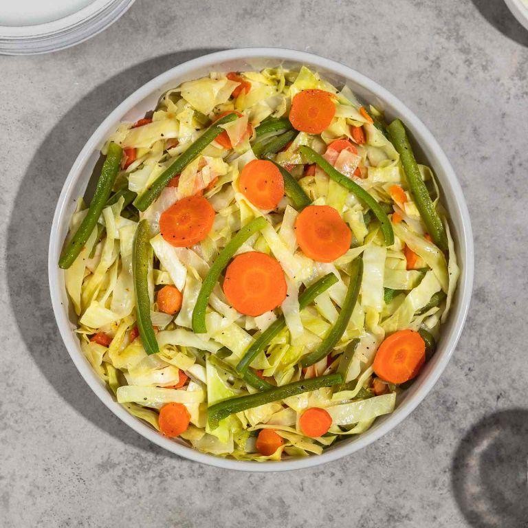 Simple boiled cabbage and carrots