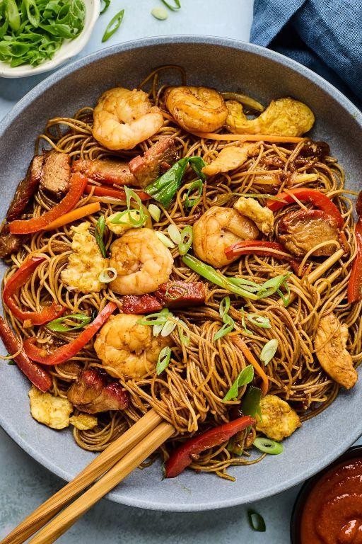 Singapore-Style Noodles with Fish Cake and Bean Sprouts