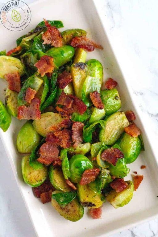 Slow Carb Roasted Brussels Sprouts with Bacon