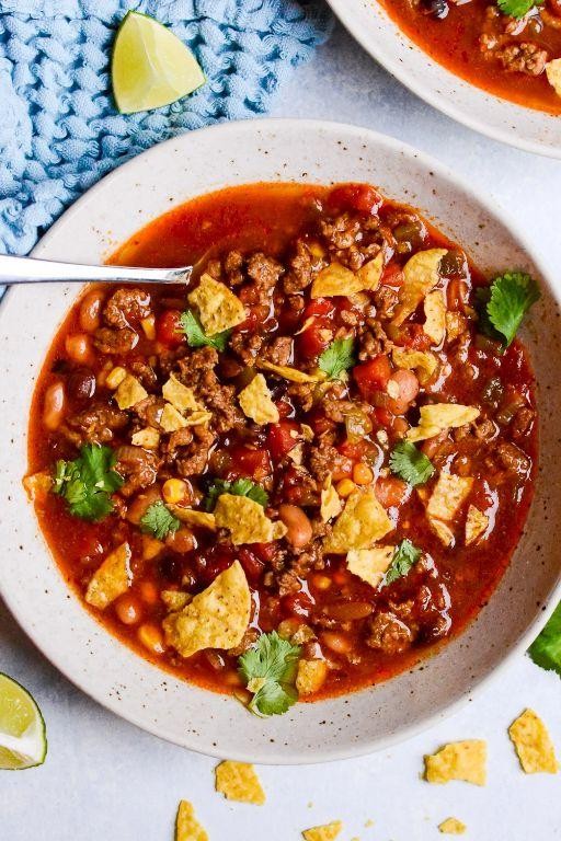Slow Cooker Taco Soup with Ground Beef