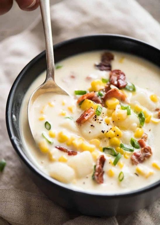 Smelt Chowder with Bacon and Corn