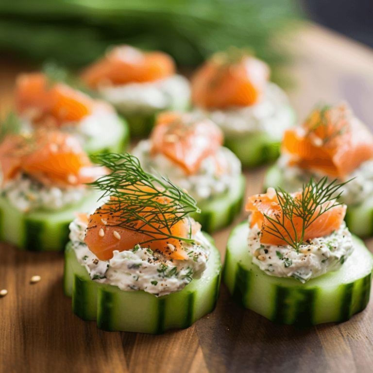 Smoked Salmon Cucumber Bites with Dill Cream Cheese