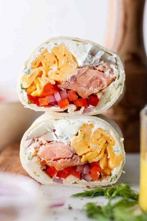 Smoked Salmon and Cream Cheese Breakfast Burrito