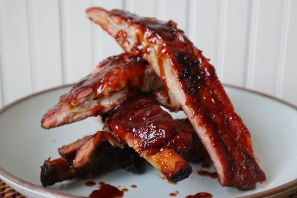 Smoked pork ribs with BBQ sauce
