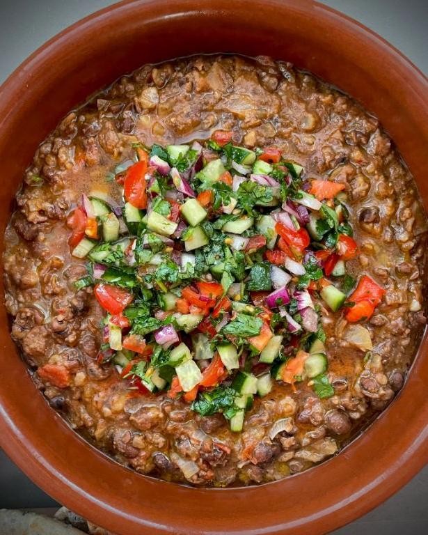 Smoky Dried Fava Bean and Tomato Stew