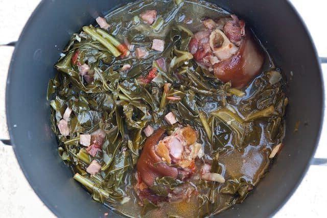 Smoky Grits with Collard Greens and Ham Hock