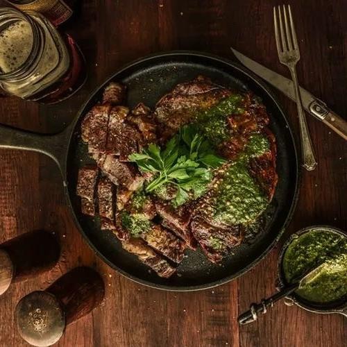 Smoky Wood-Oven Ribeye Steak with Chimichurri