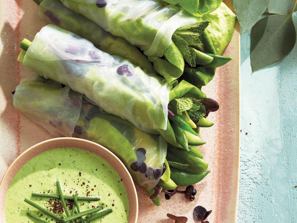 Snow Pea and Avocado Spring Rolls