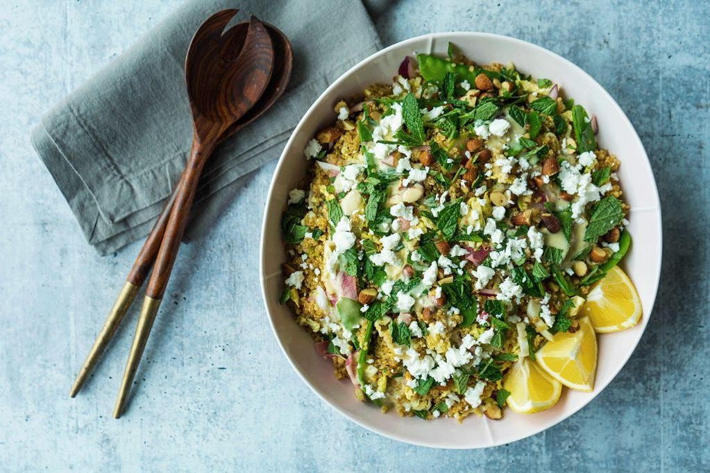 Snow Pea and Quinoa Salad with Feta