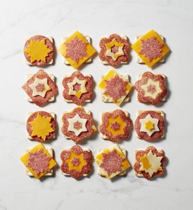 Snowflake-shaped Cheese Crisps