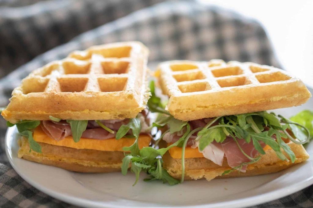 Sourdough Discard Cheddar and Chive Waffles