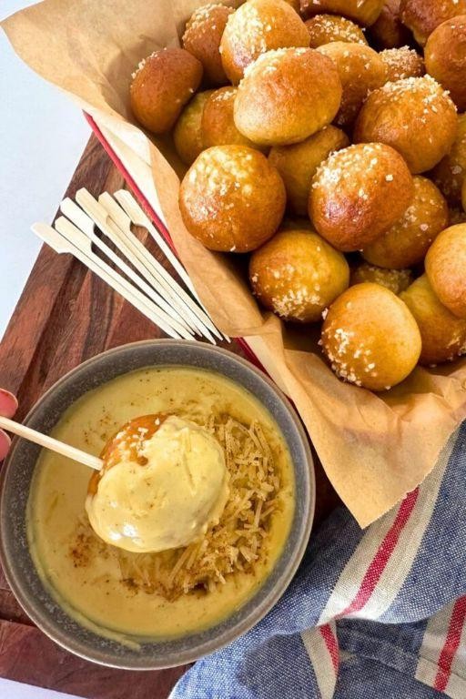Sourdough Discard Pretzel Bites with Beer Cheese Dip
