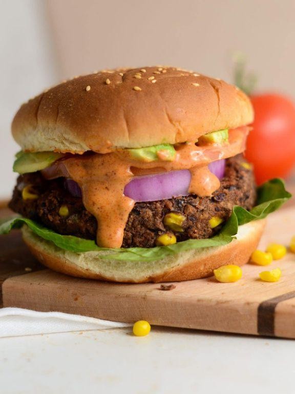 Southwest Breakfast Burger with Black Beans and Salsa