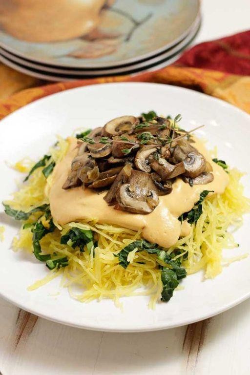 Spaghetti Squash with Creamy Cashew Cheese Sauce