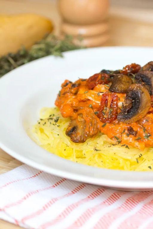 Spaghetti Squash with Roasted Red Pepper Sauce