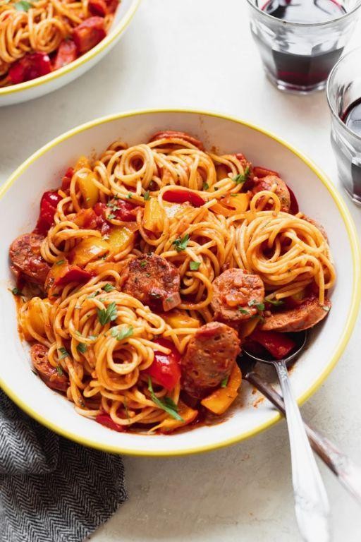 Spaghetti with Sausage and Peppers