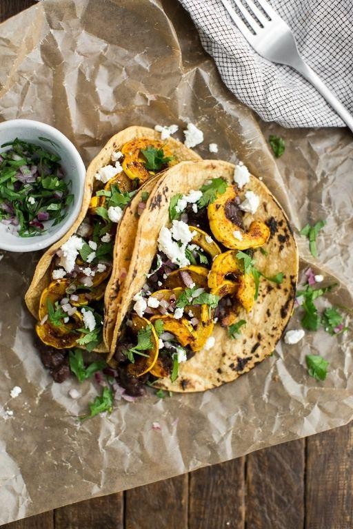 Spicy Acorn Squash and Black Bean Tacos