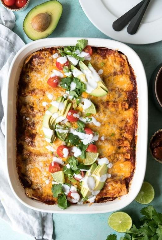 Spicy Beef Enchiladas with Avocado Crema