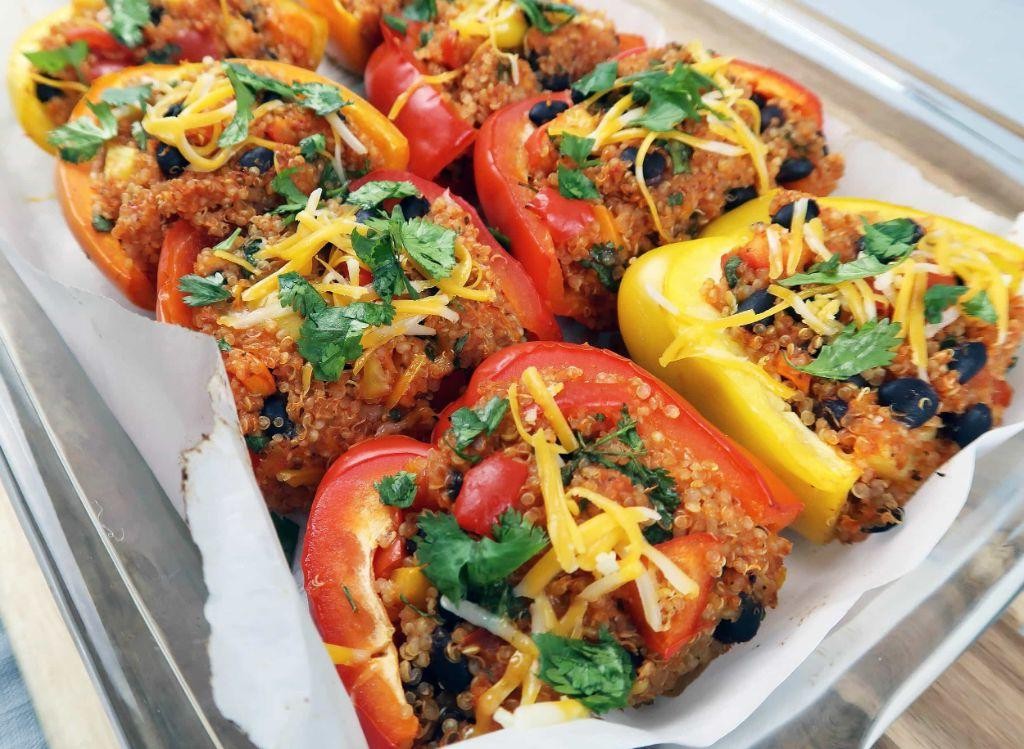Spicy Black Bean and Quinoa Stuffed Peppers