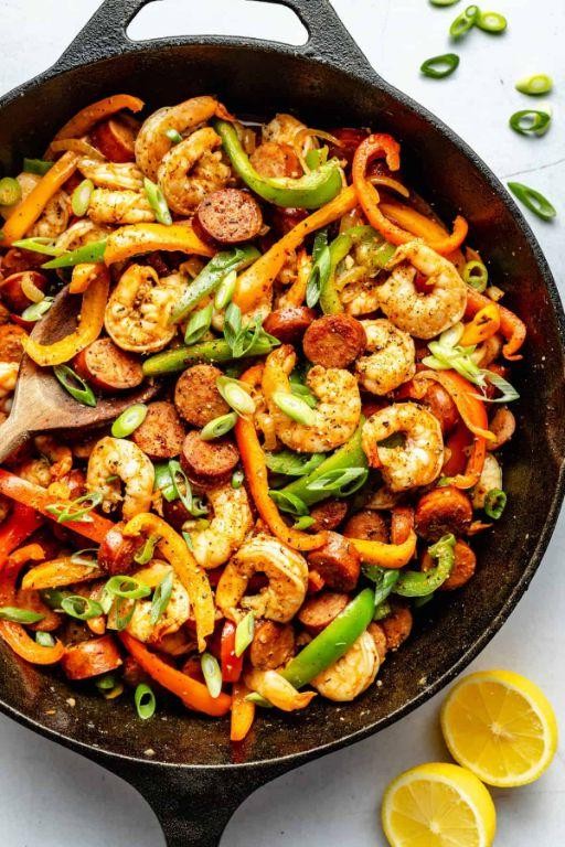 Spicy Cajun Shrimp and Sausage Skillet