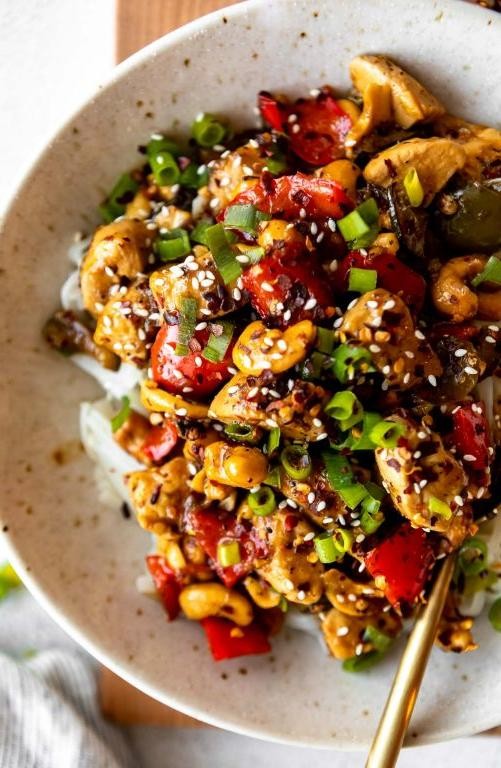 Spicy Cashew Chicken Noodle Soup