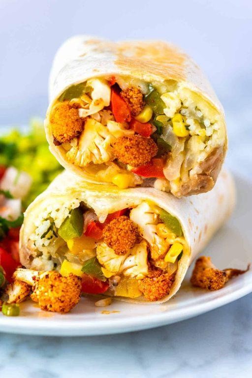 Spicy Cauliflower and Rice Burritos