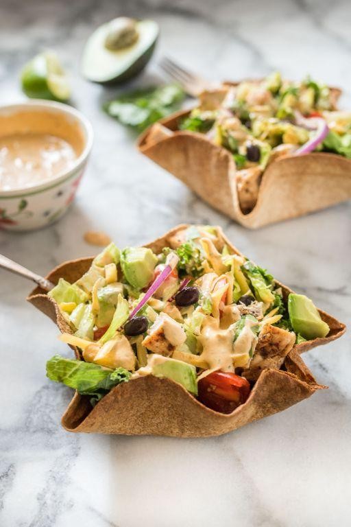 Spicy Chicken Taco Salad with Chipotle Lime Dressing