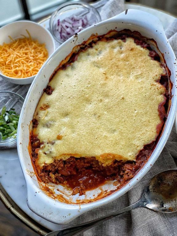 Spicy Chili with Cornbread Topping