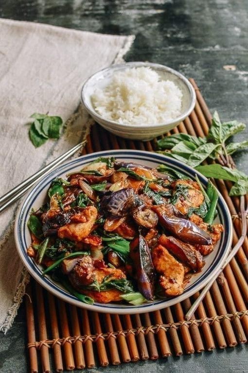 Spicy Eggplant Stir-Fry with Chicken