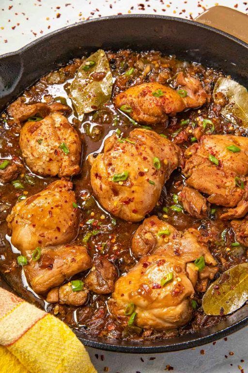 Spicy Garlic Chicken Adobo with Chili Peppers