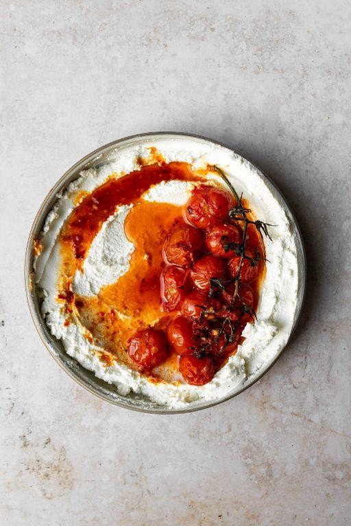 Spicy Harissa Mujadara with Roasted Tomatoes