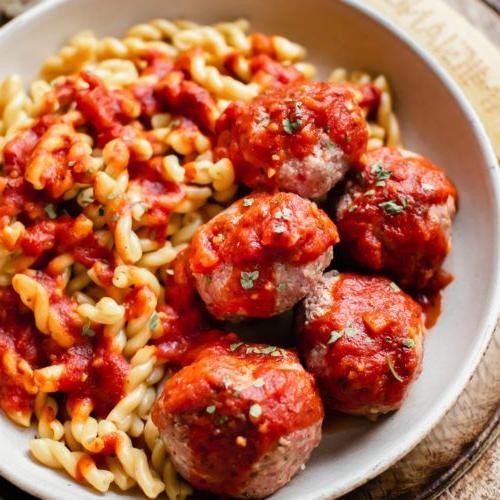Spicy Italian Pork Meatballs in Tomato Sauce