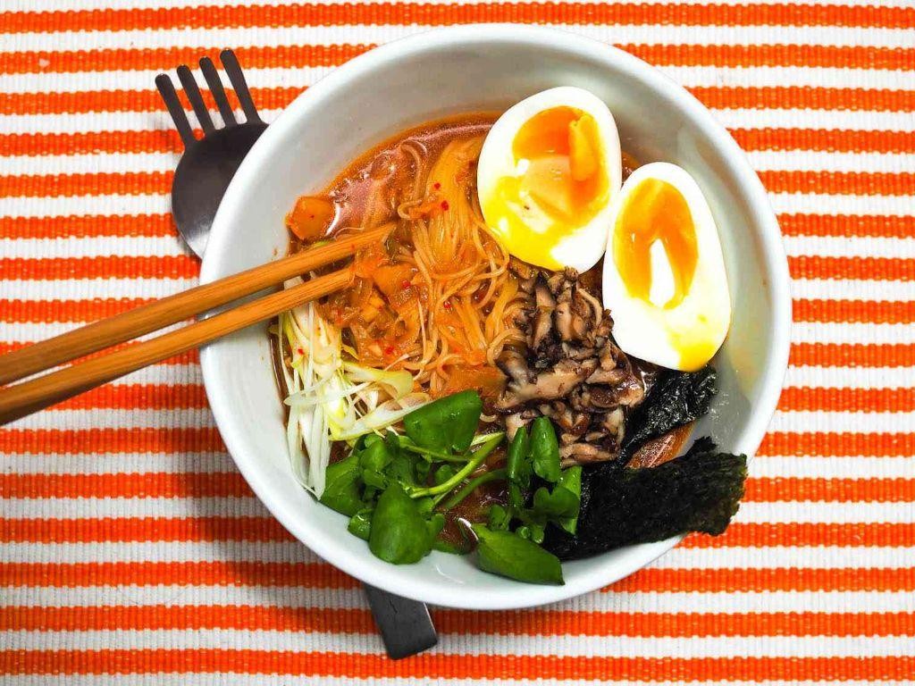 Spicy Kimchi Ramen with Soft-Boiled Egg