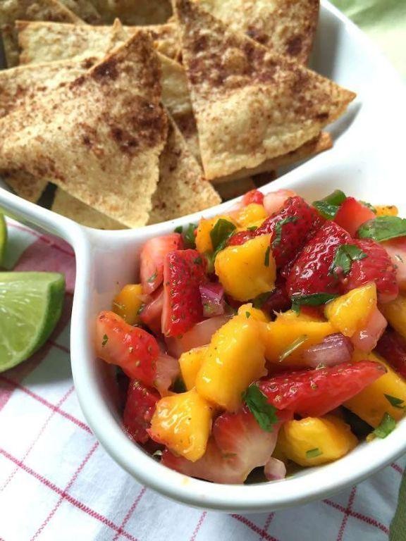 Spicy Mango Salsa with Cinnamon Chips