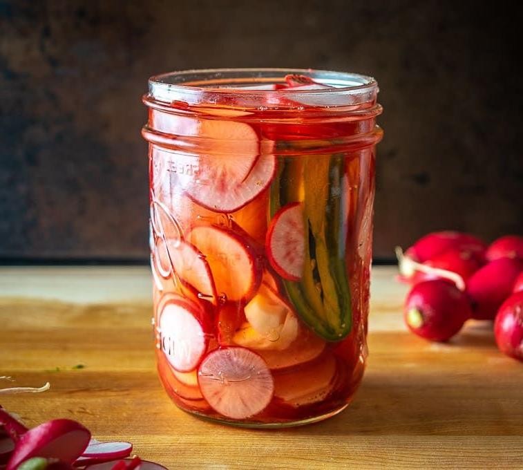 Spicy Pickled Red Radishes