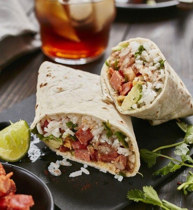 Spicy Pinto Bean and Chorizo Burrito