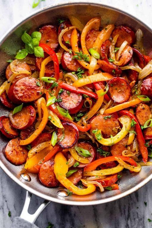 Spicy Sausage and Peppers Skillet