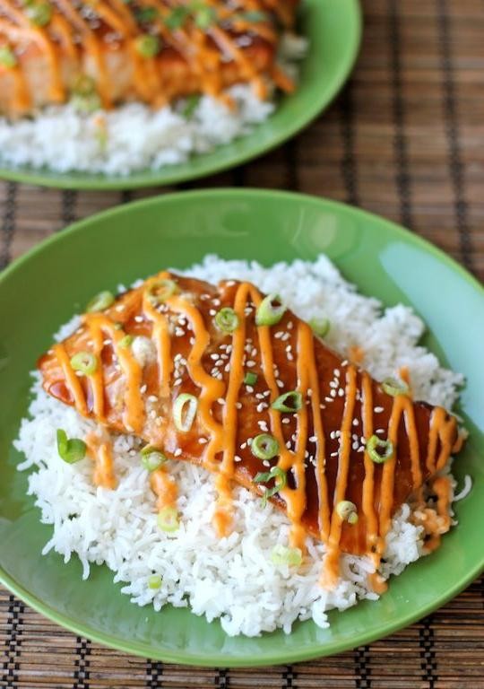 Spicy Sriracha Teriyaki Salmon
