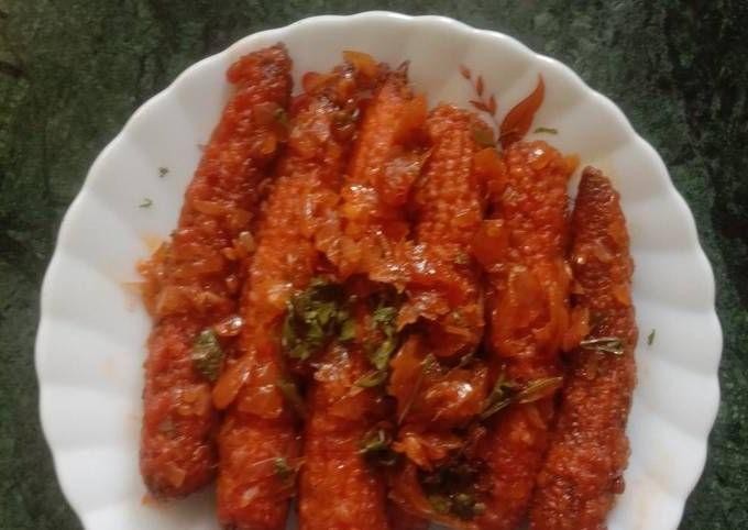 Spicy Szechuan baby corn